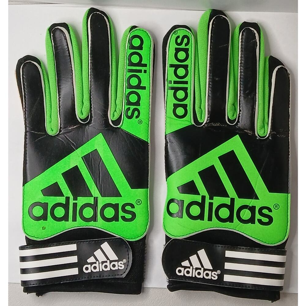 Adidas Soccer Junior Goalkeeper Gloves Green Size 4 Vintage 1990's Pre-Owned